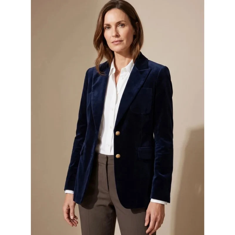 Kunigunde | Damen Blazer aus Samt mit Langarm, Revers und Knöpfen
