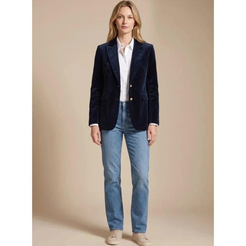Kunigunde | Damen Blazer aus Samt mit Langarm, Revers und Knöpfen