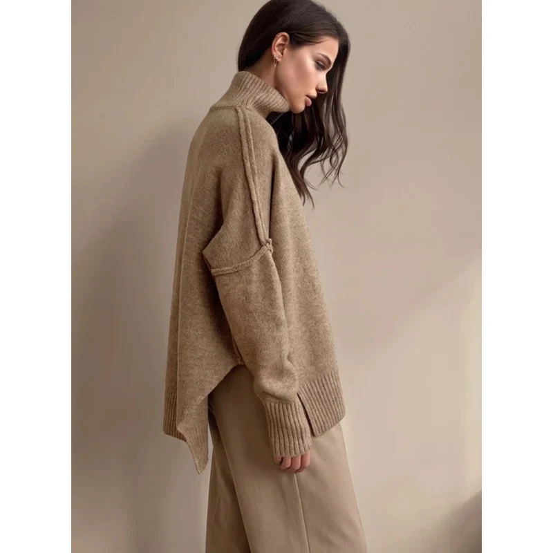 Veronika | Damen Rollkragenpullover mit Oversize Schnitt, Langarm und Weitem Körper