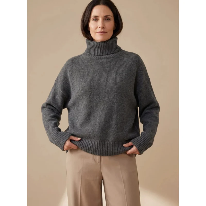 Veronika | Damen Rollkragenpullover mit Oversize Schnitt, Langarm und Weitem Körper