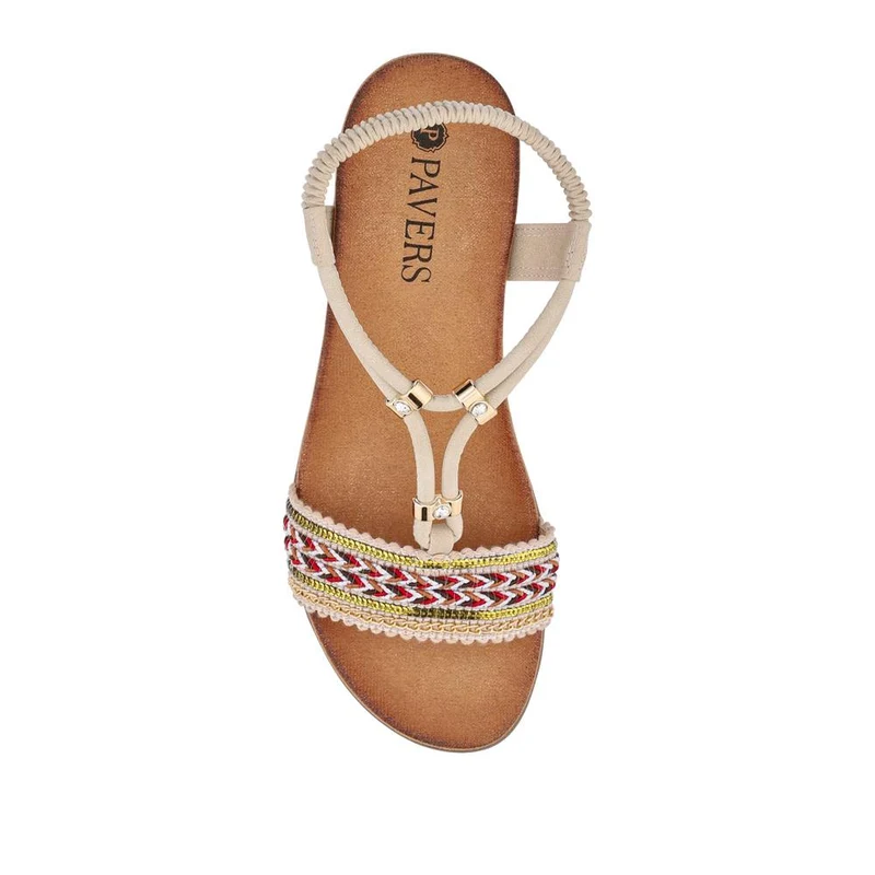 Lightweight Elasticated Wedge Sandals - BAIZH41040 / 327 415 - Beige