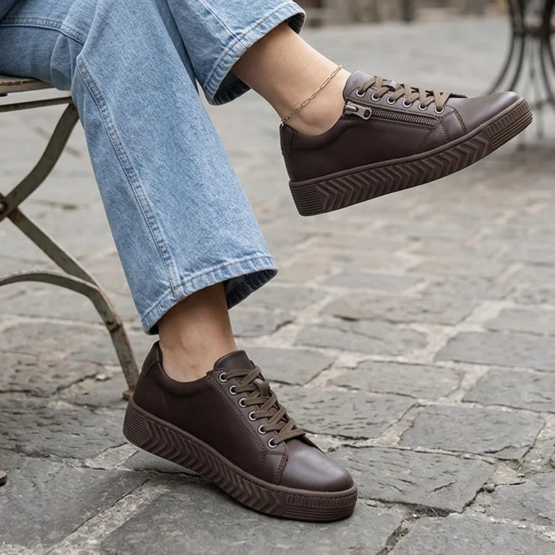 Casual Leather Trainers - BRK41000 / 326 649 - Dark Brown