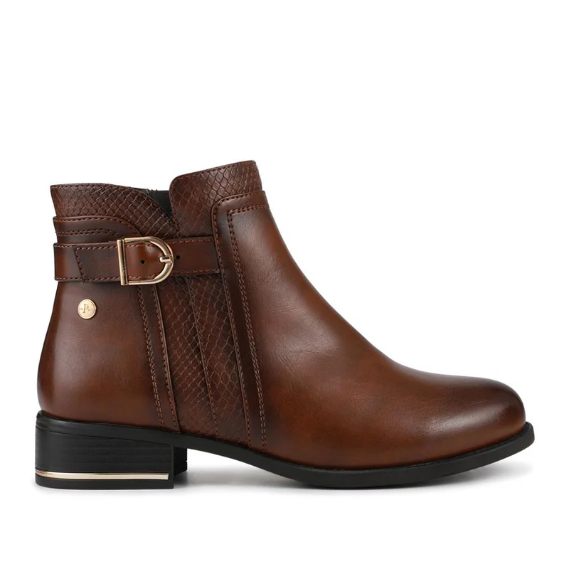 Block Heeled Ankle Boots With Inside Zip - WOIL42017 / 328 000 - Tan