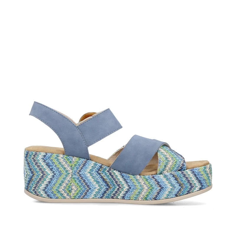 Rieker Damen-Plateausandalen mit Keilabsatz | Blau