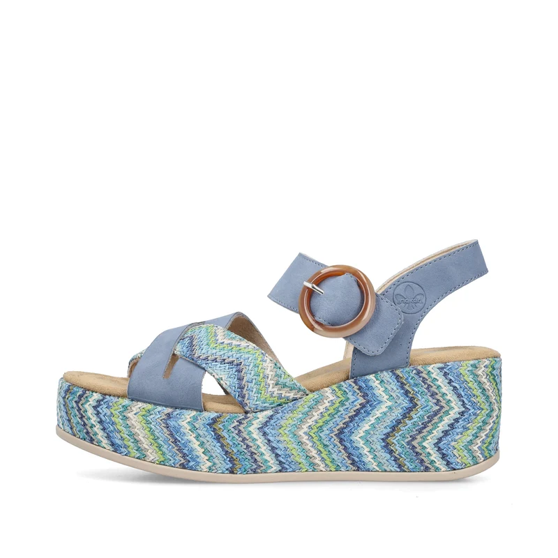 Rieker Damen-Plateausandalen mit Keilabsatz | Blau