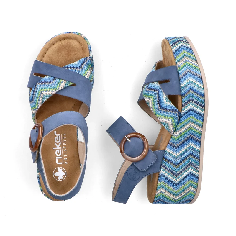 Rieker Damen-Plateausandalen mit Keilabsatz | Blau