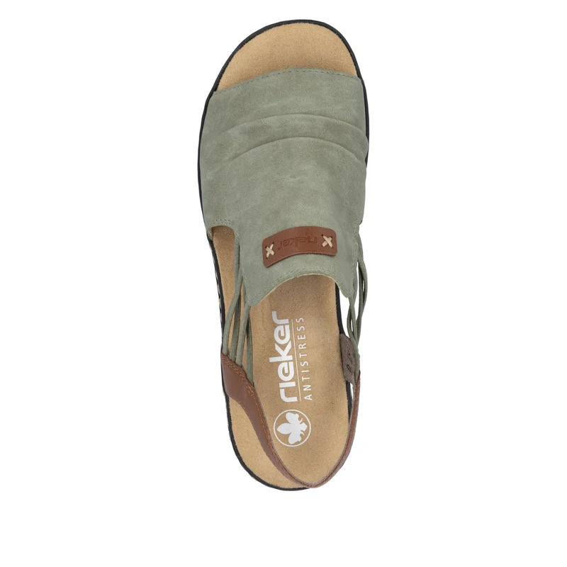 Rieker Damen-Sandalen mit Keilabsatz und Fersenriemen | Grün