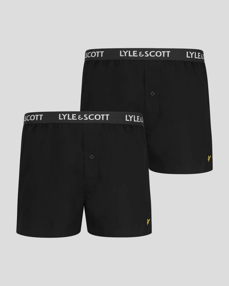 Lyle & Scott Dylan Boxershorts für Herren mit Knopfleiste | 2er-Pack | Schwarz