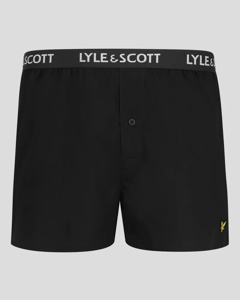 Lyle & Scott Dylan Boxershorts für Herren mit Knopfleiste | 2er-Pack | Schwarz