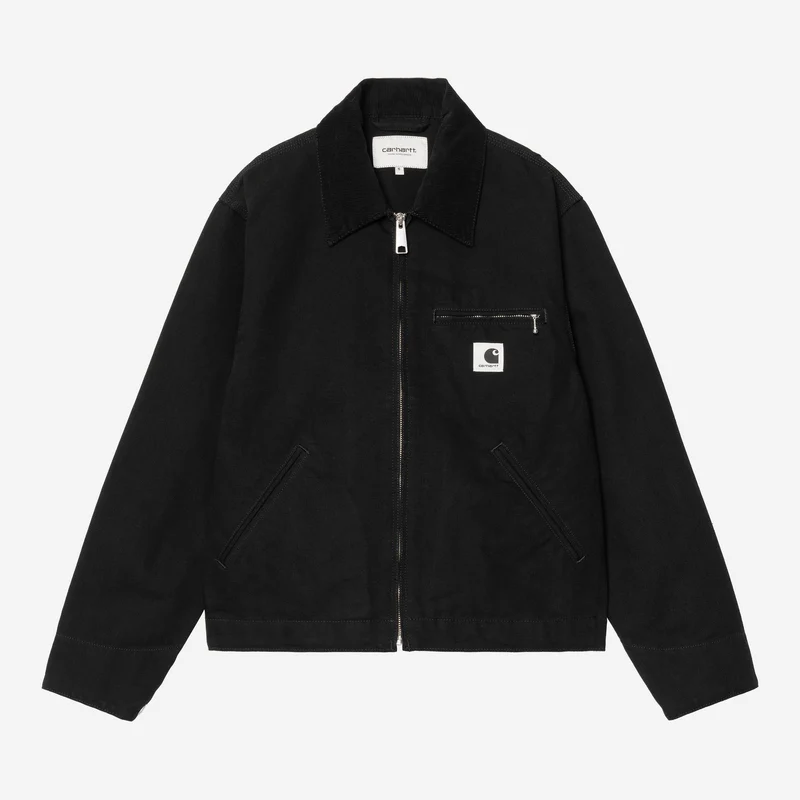 Carhartt WIP Frauen OG Detroit Jacke | Schwarz / Schwarz vorgewaschen