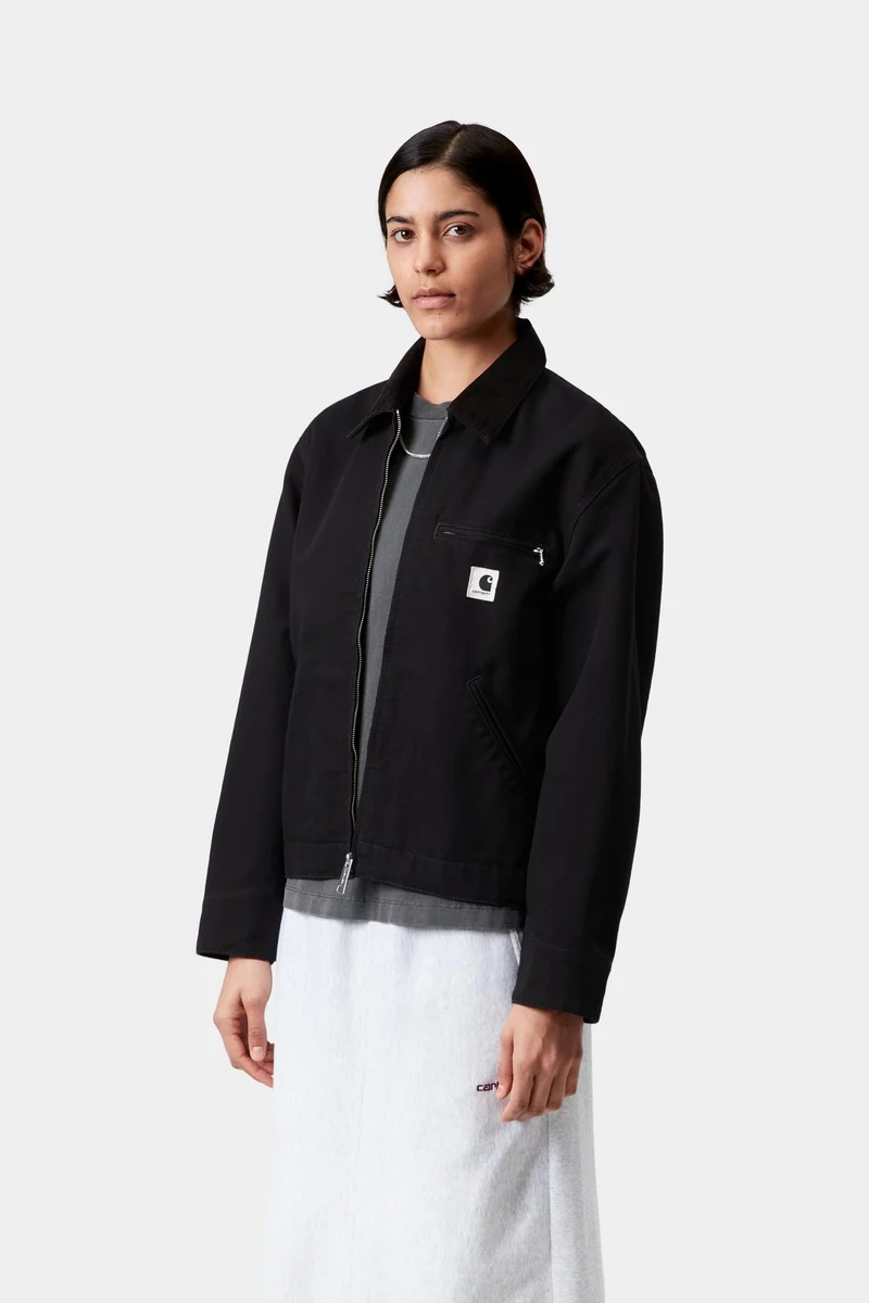 Carhartt WIP Frauen OG Detroit Jacke | Schwarz / Schwarz vorgewaschen