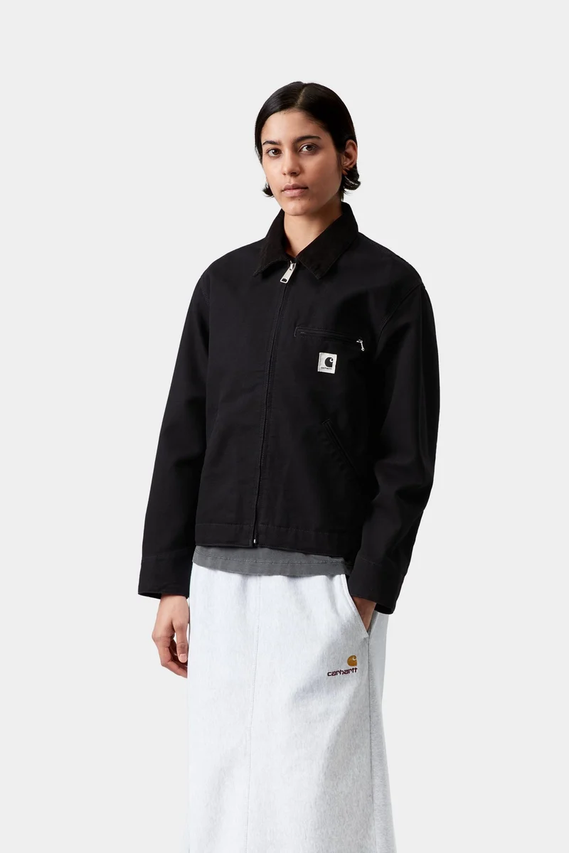 Carhartt WIP Frauen OG Detroit Jacke | Schwarz / Schwarz vorgewaschen