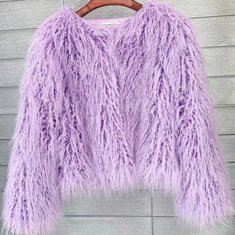 Lena | Damen Winterjacke mit Kunstpelz, Kurze Flauschige Silhouette