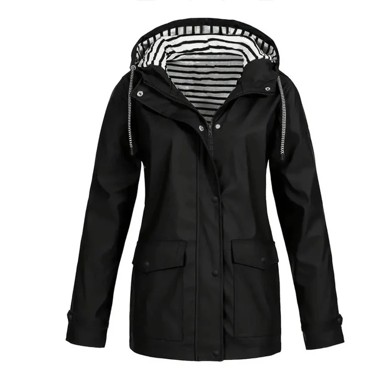 Elena | Damen Mittellange Wasserdichte Regenjacke