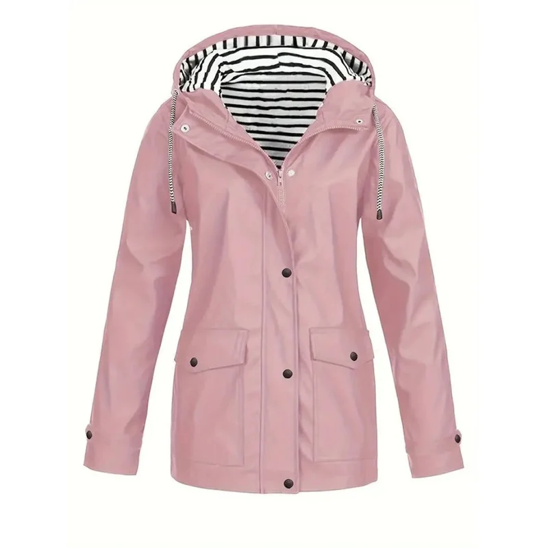 Elena | Damen Mittellange Wasserdichte Regenjacke