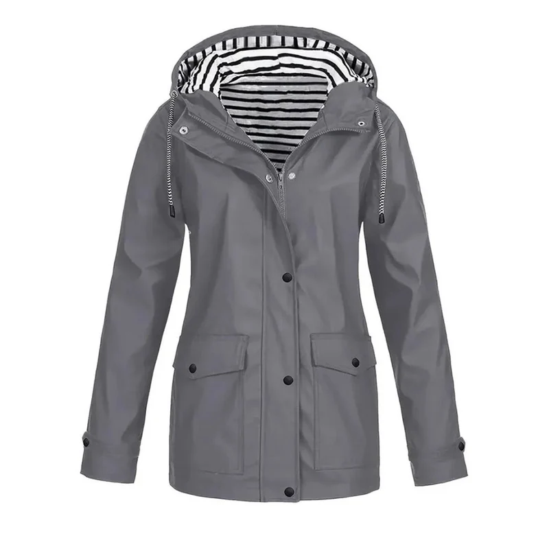 Elena | Damen Mittellange Wasserdichte Regenjacke