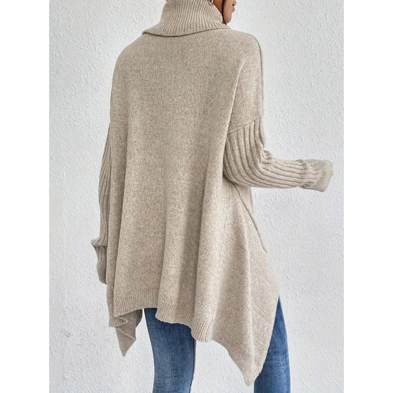 Elke | Damen Weiter Rollkragenpullover mit langem Saum