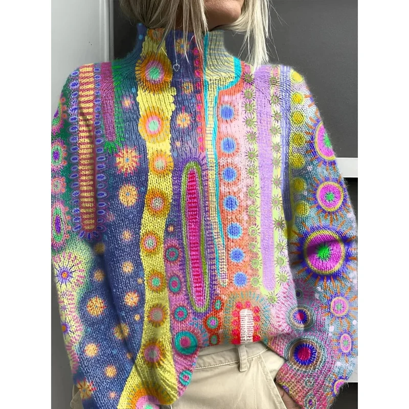 Daniela | Damen Rollkragenpullover im Boho Stil