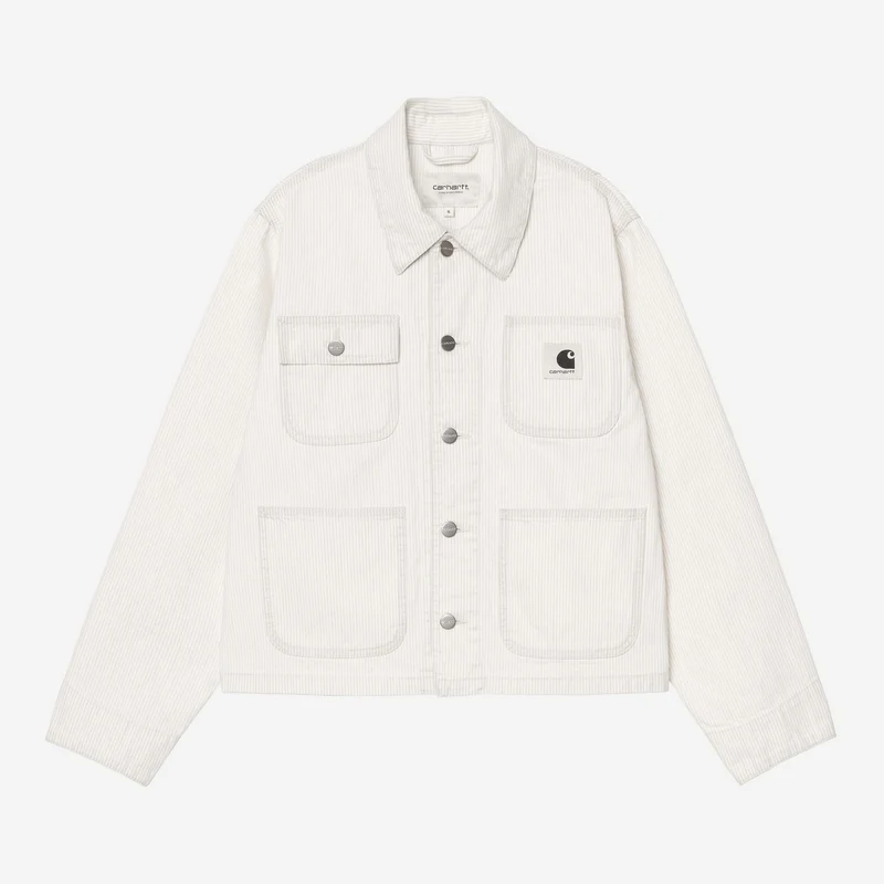 Carhartt WIP Frauen Mercer Arbeitsmantel | Graphit / Wachsgebleicht Mercer Stripe