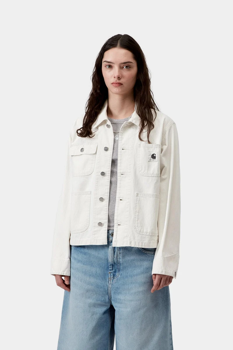 Carhartt WIP Frauen Mercer Arbeitsmantel | Graphit / Wachsgebleicht Mercer Stripe
