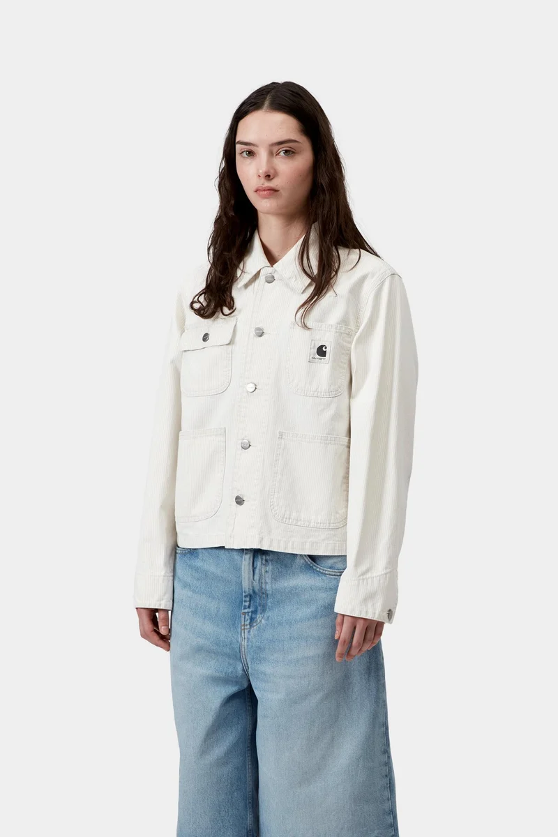 Carhartt WIP Frauen Mercer Arbeitsmantel | Graphit / Wachsgebleicht Mercer Stripe