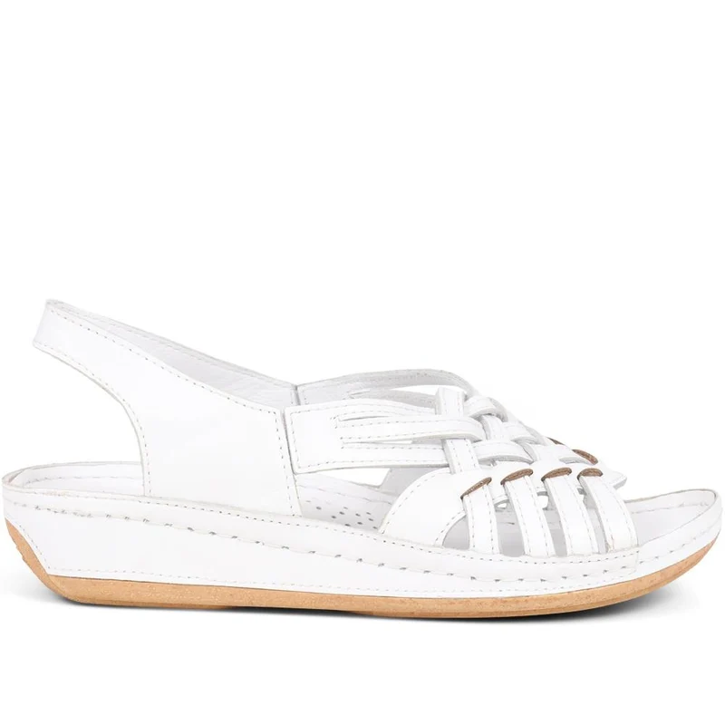 Soft Leather Slip-On Sandals - KARY39009 / 325 512 - White