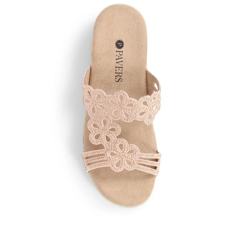 Embellished Floral Mules - POLY39025 / 325 441 - Blush