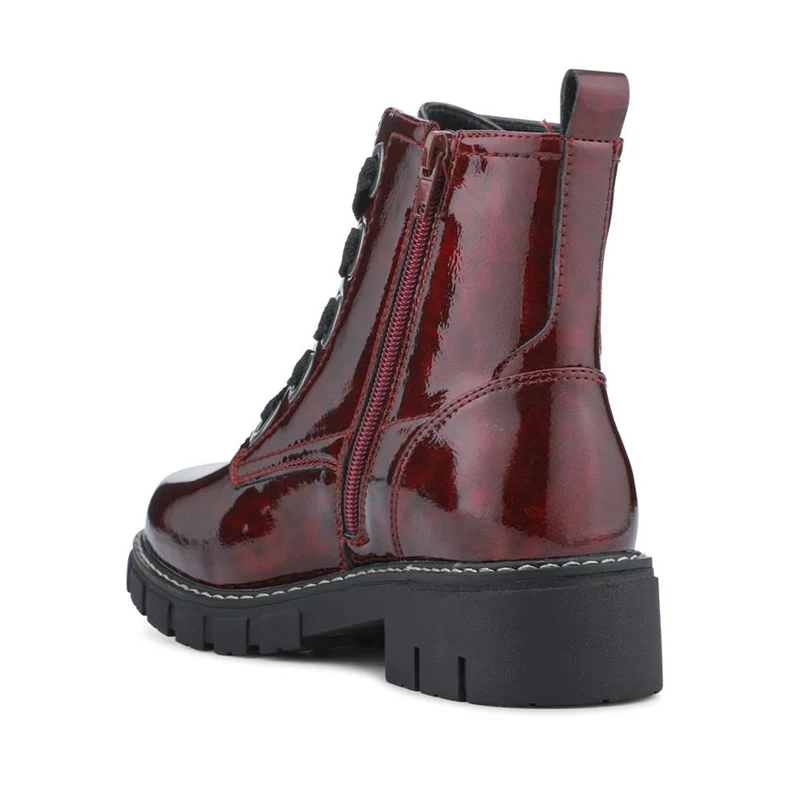 Wide-Fit Chunky Ankle Boots - WBINS42014 / 328 242 - Burgundy Patent