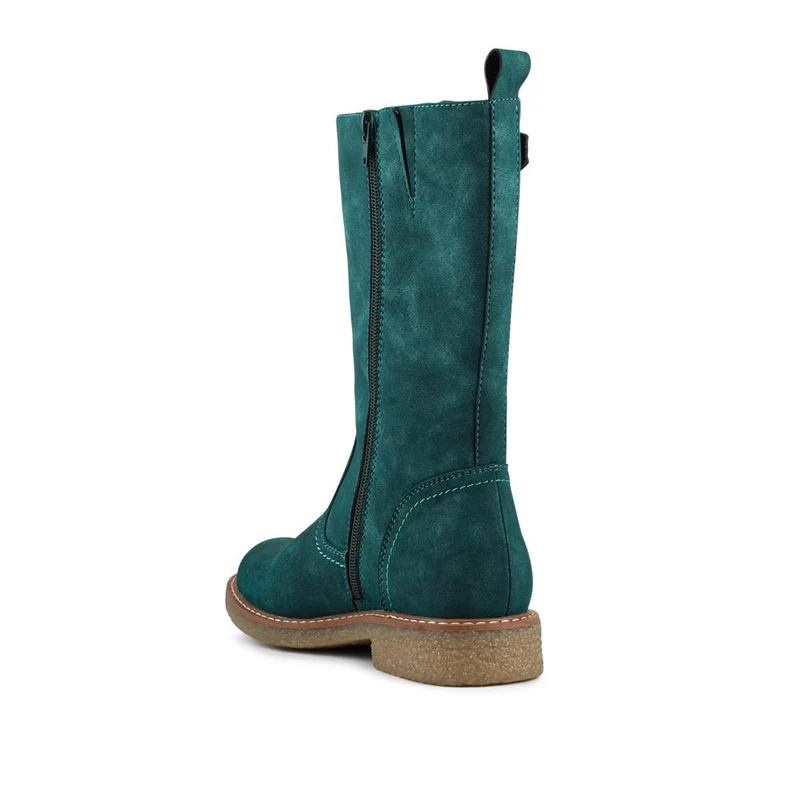 Fashionable Zip Up Calf Length Boots - WBINS42104 / 328 451 - Teal