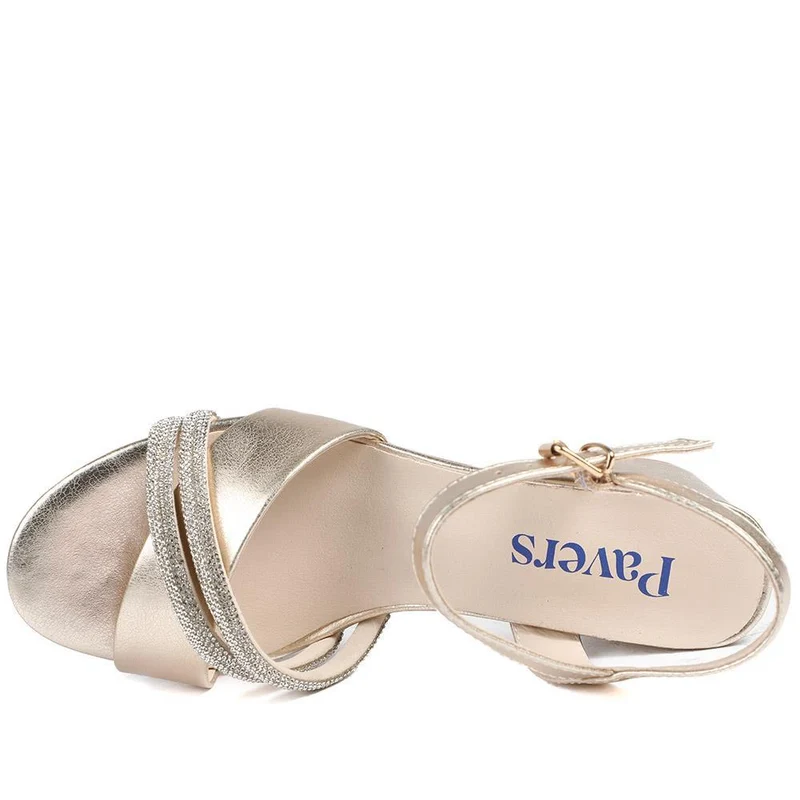Block Heel Embellished Toe Sandals - WBINS43028 / 329 332 - Gold