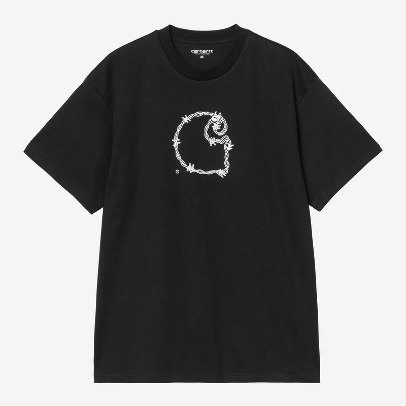 Carhartt WIP Herren-T-Shirt mit Stacheldraht-Motiv | Schwarz