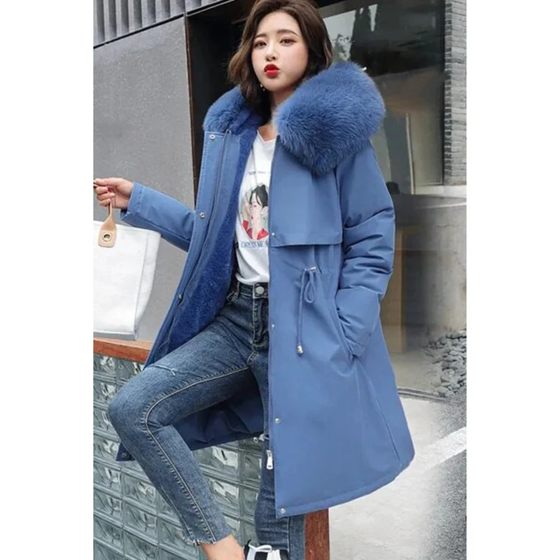 Juliane | Damen Winterjacke mit Kapuze, Langer Parka mit Weichem Kunstpelz