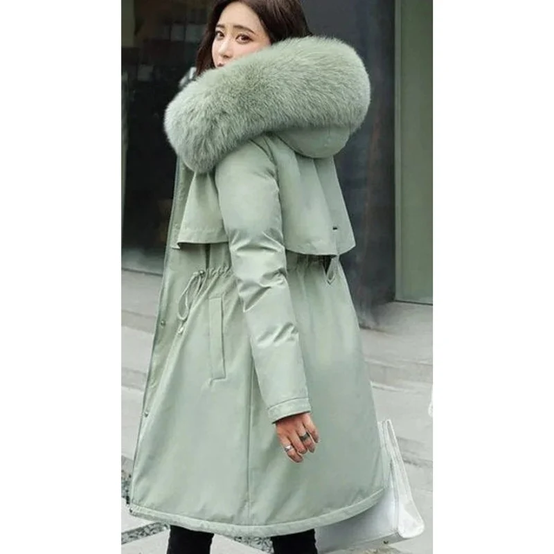 Juliane | Damen Winterjacke mit Kapuze, Langer Parka mit Weichem Kunstpelz