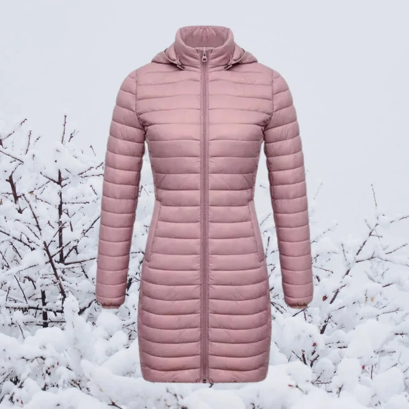 Hannelore | Damen Winterjacke mit Kapuze, Langer Schnitt und Reißverschluss