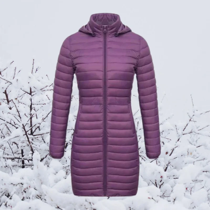 Hannelore | Damen Winterjacke mit Kapuze, Langer Schnitt und Reißverschluss