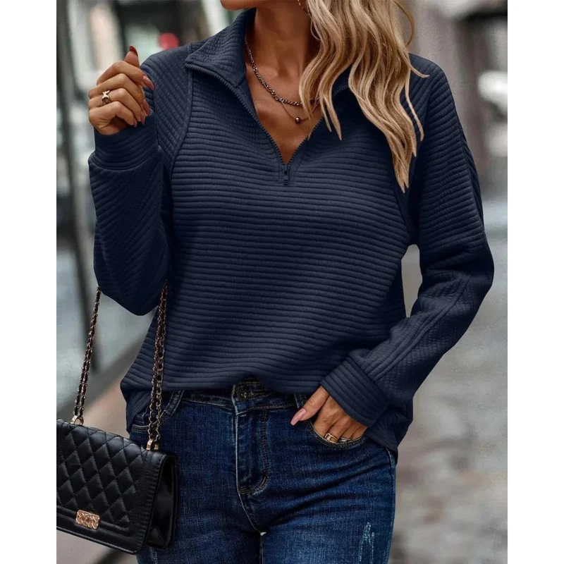 Melanie | Damen Pullover mit Kragen und Reißverschluss