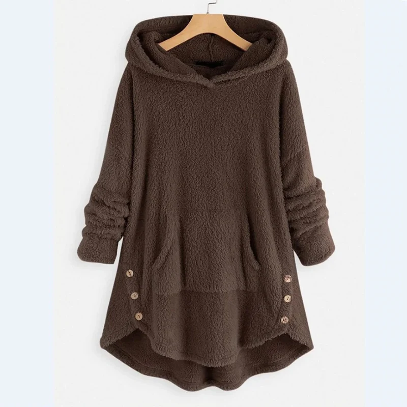 Monika | Damen Langer Hoodie mit Taschen