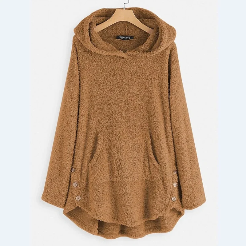 Monika | Damen Langer Hoodie mit Taschen