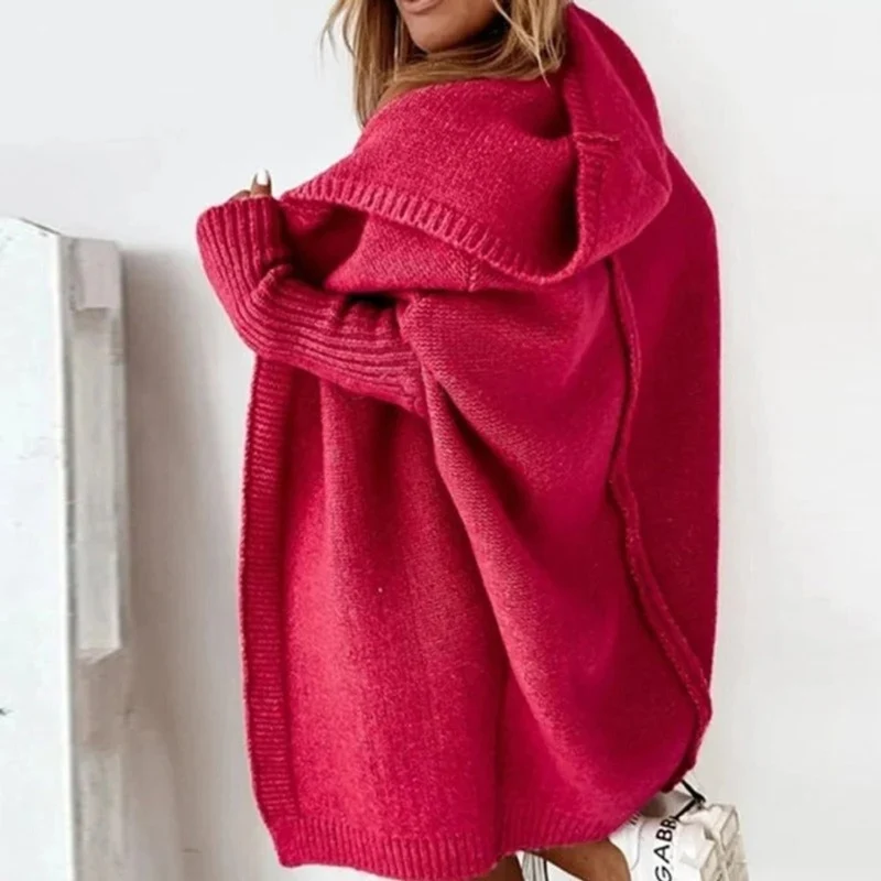Beate | Damen Strickjacke mit Kapuze, Oversized Cardigan mit Weitem Schnitt