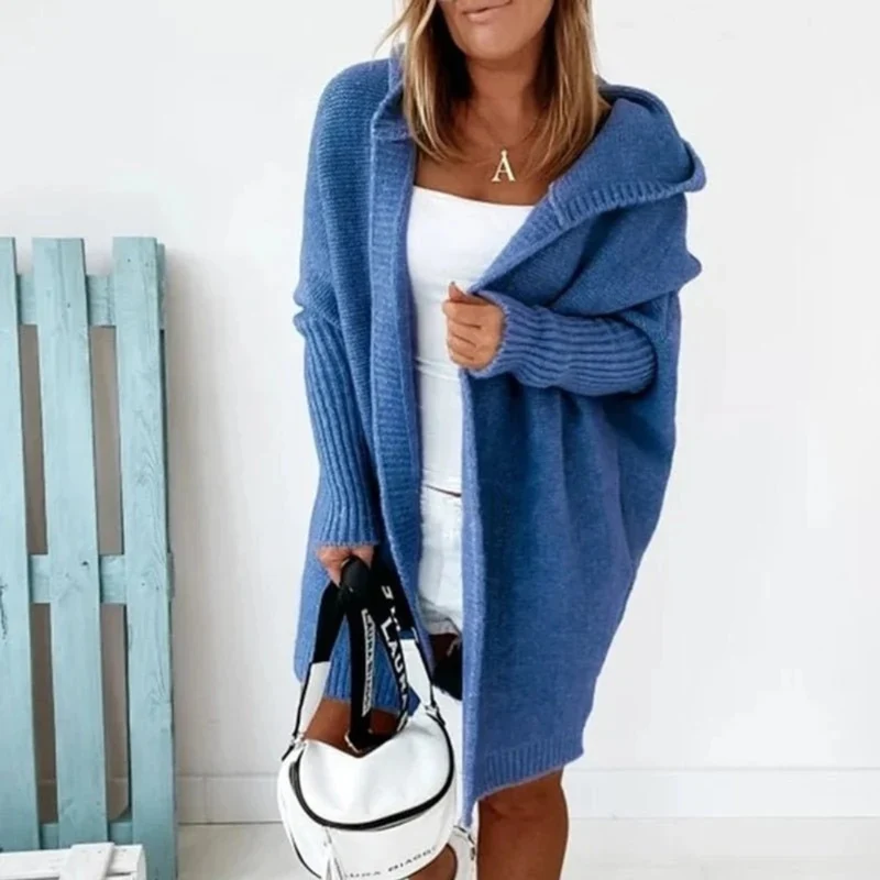 Beate | Damen Strickjacke mit Kapuze, Oversized Cardigan mit Weitem Schnitt
