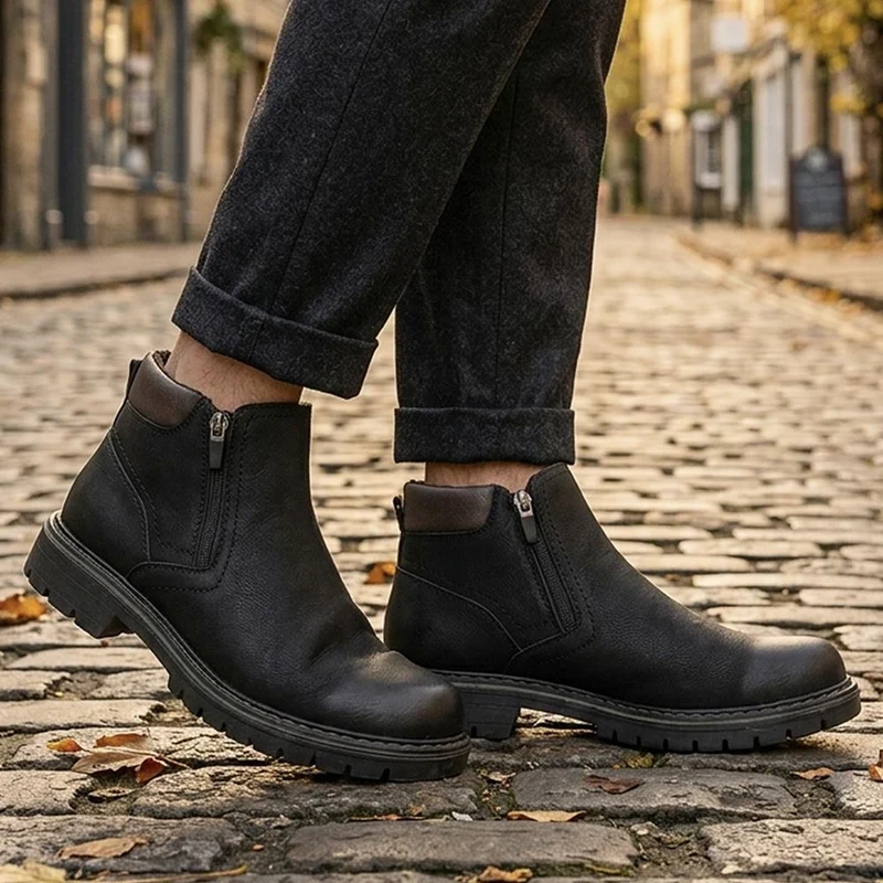 Chunky Sole Zip Fasten Boots - GANG44009 / 329 931 - Black