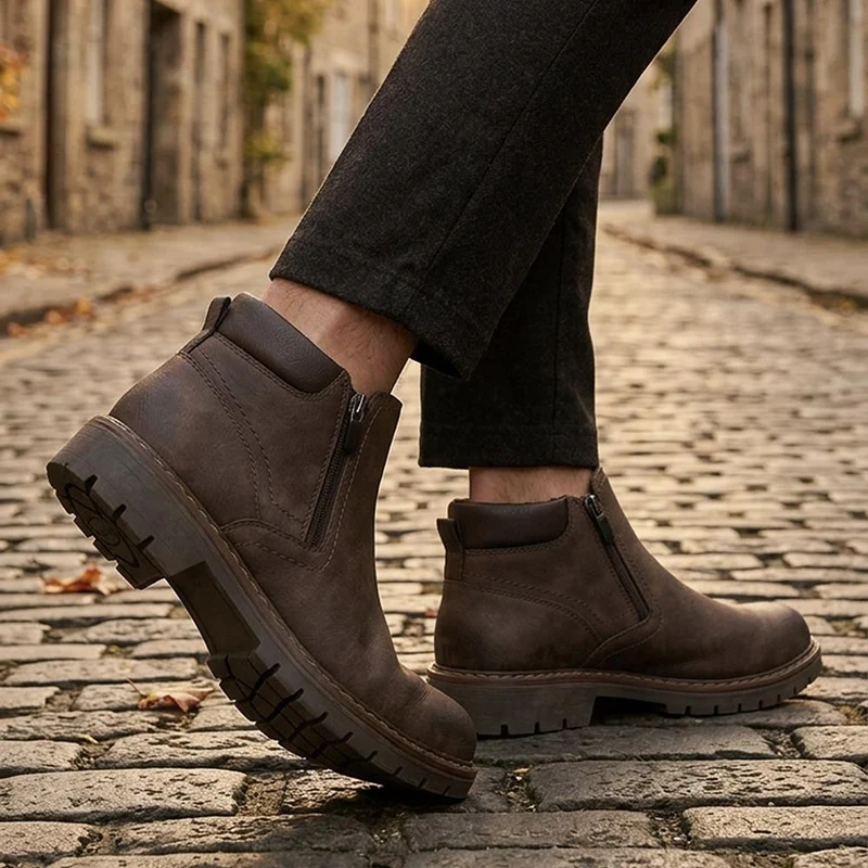 Chunky Sole Zip Fasten Boots - GANG44009 / 329 931 - Brown