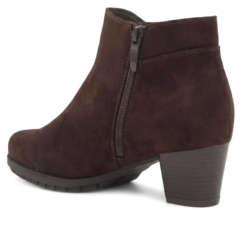 Wide Fit Smart Zip Up Ankle Boots - WOIL42018 / 327 950 - Brown Faux Suede