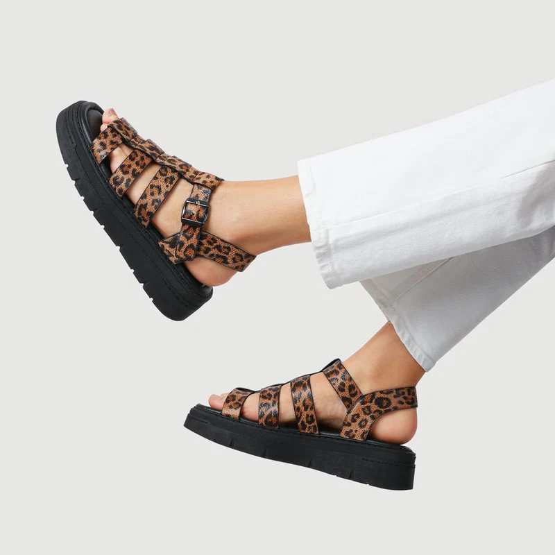 Chunky Buckle-Fasten Sandals - BELWOIL41053 / 327 122 - Leopard