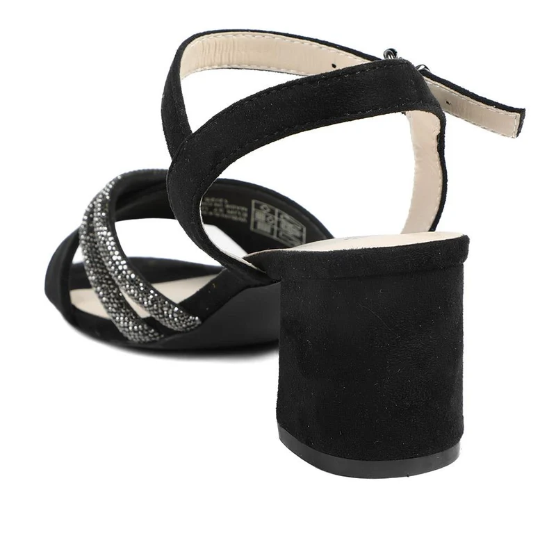 Block Heel Embellished Toe Sandals - WBINS43028 / 329 332 - Black