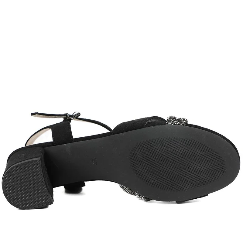 Block Heel Embellished Toe Sandals - WBINS43028 / 329 332 - Black
