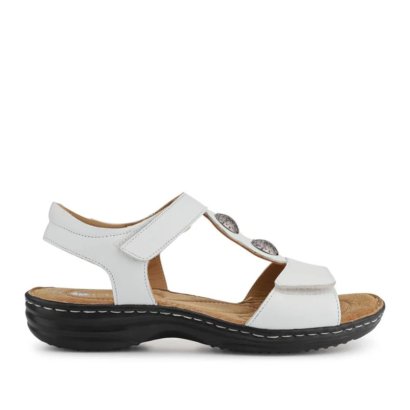 Leather Dual-Touch-Fastening Sandals - KF41007 / 327 492 - White