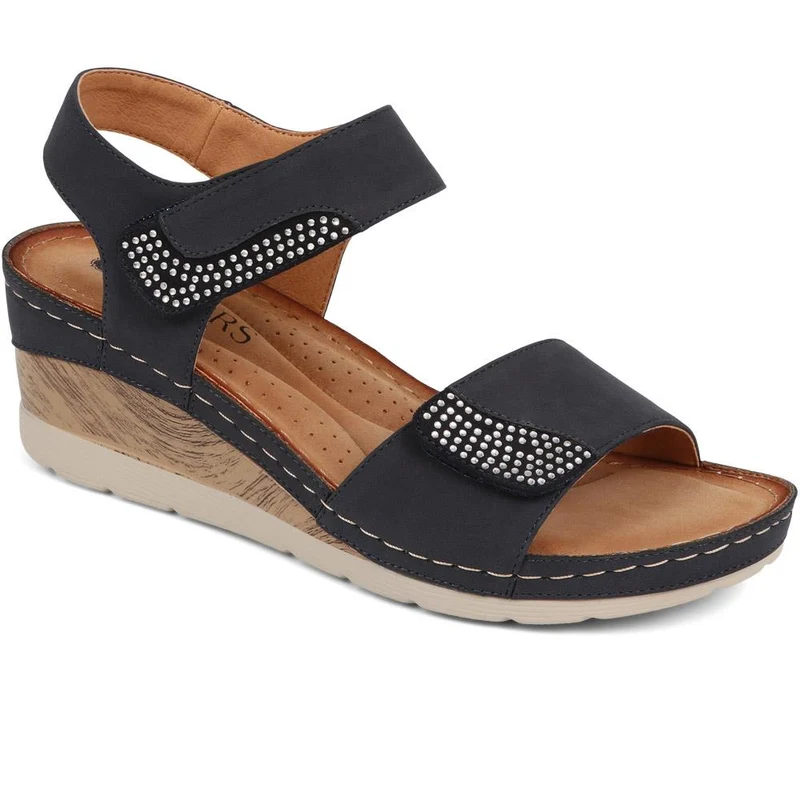 Double-Strap Touch-Fasten Wedge Sandals - WOIL39033 / 325 303