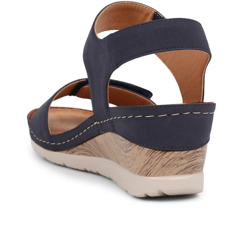 Double-Strap Touch-Fasten Wedge Sandals - WOIL39033 / 325 303 - Navy