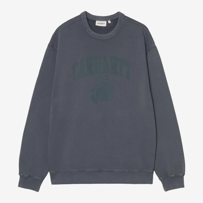 Carhartt WIP Herren-Sweatshirt „Faded Pond Corps“ | Tiefdunkelgraue, stark stonewashed
